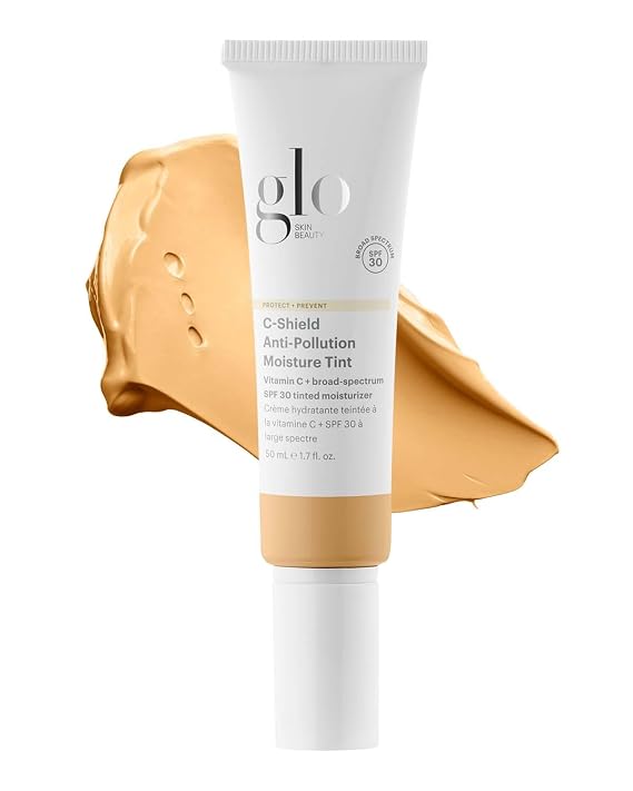 Glo Skin Beauty C-Shield Tinted Moisturizer SPF 30, 5W Medium 1.7oz Anti-pollution tinted sunscreen, Vitamin C & Squalane, dewy finish, lightweight, all skin types, daily SPF skincare